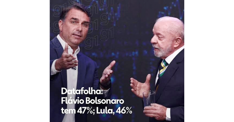 Datafolha, 2º turno: Flávio Bolsonaro, 47%; Lula, 46%