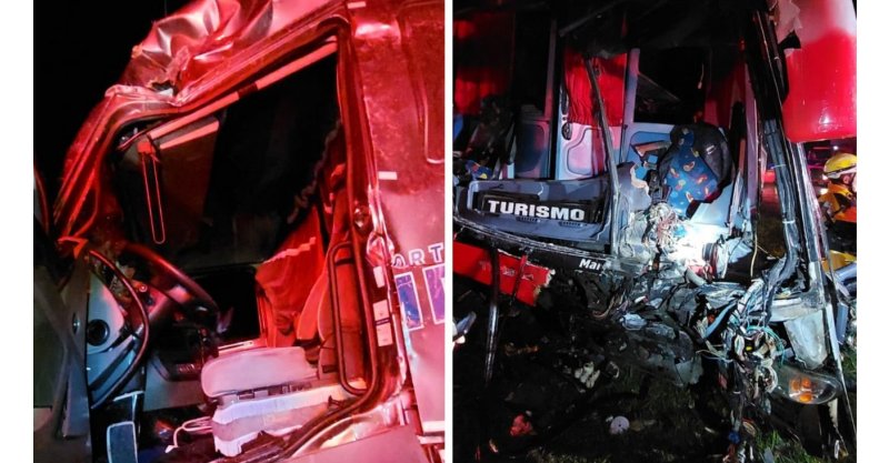Acidente entre ônibus de turismo e carreta deixa cerca de 18 feridos na divisa entre RS e SC