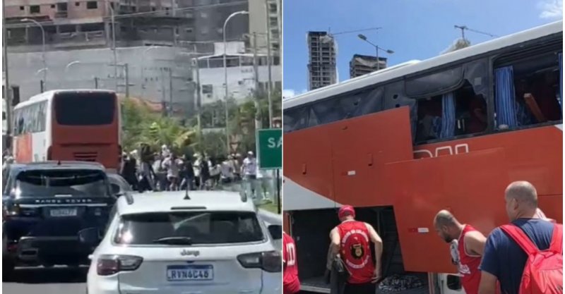 Briga entre torcidas do Santos e Internacional em SC tem correria e confusão na BR-101