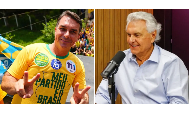 Caiado anuncia apoio a Flávio Bolsonaro no 2º turno durante encontro em Goiânia