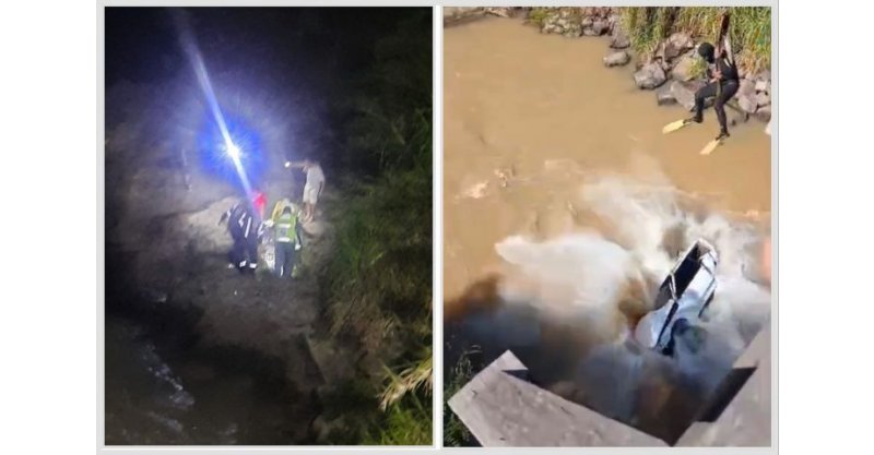 Carro despenca em rio durante a madrugada e motorista é socorrida