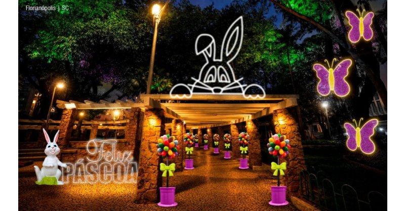 Florianópolis ganha decoração inédita de Páscoa e transforma o Centro em cenário temático