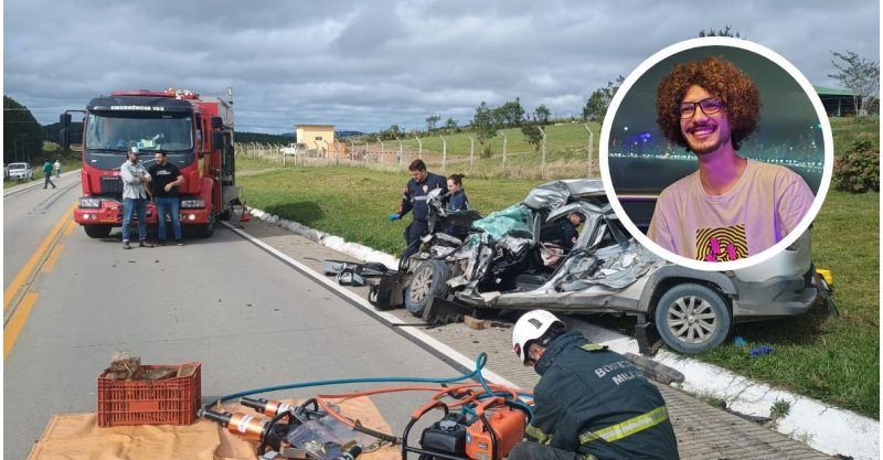 Grave acidente mata DJ e deixa carro destruído em rodovia da Serra de SC