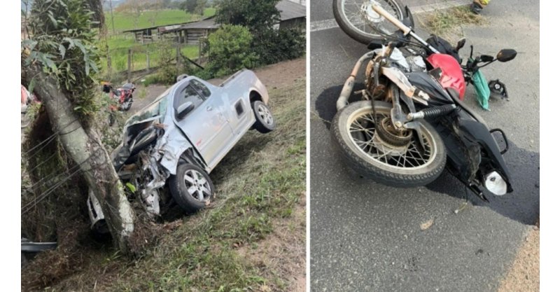 Idoso morre em acidente entre carro e moto na SC-370 em Gravatal