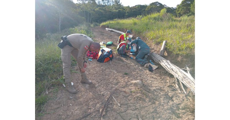 Imaruí / Homem sofre fratura exposta após cair de trator durante transporte de eucalipto no município