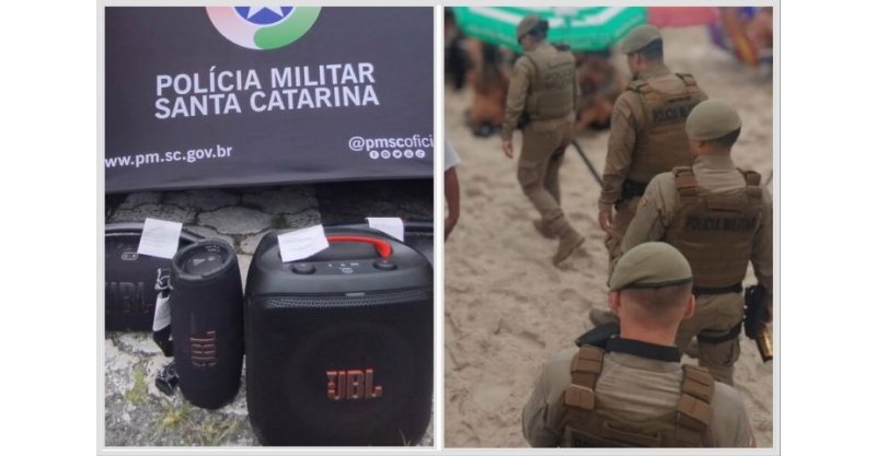 IMBITUBA / PM apreende caixas de som em fiscalização na Praia do Rosa