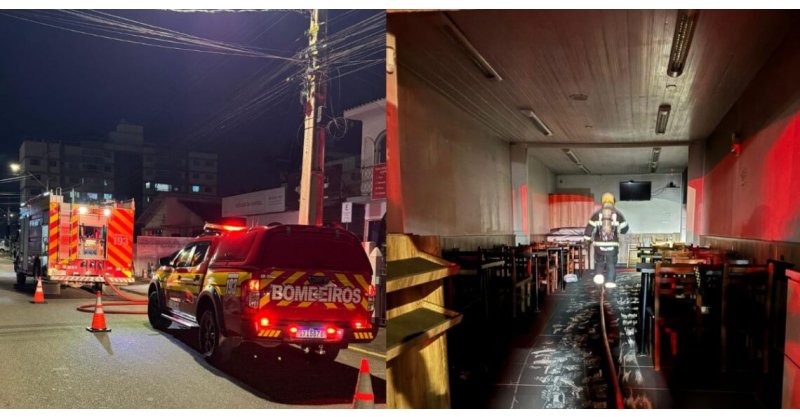 Incêndio em restaurante assusta clientes e mobiliza bombeiros no Centro de Biguaçu