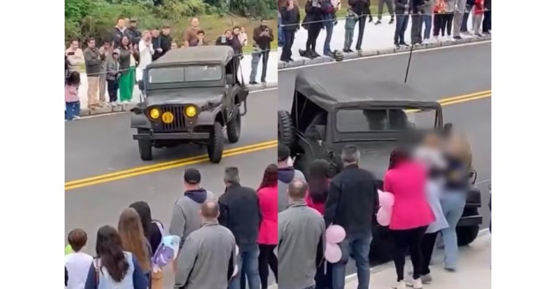 Jipe desgovernado atropela público na calçada em desfile de 7 de Setembro em SC
