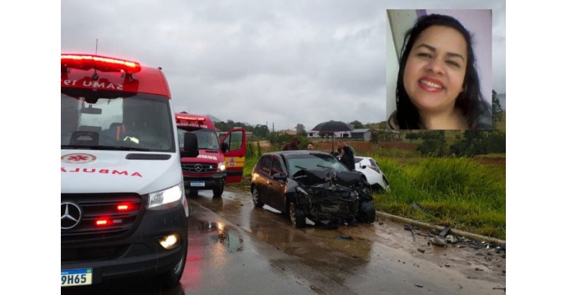 Mulher morre em colisão frontal na SC-390 entre Orleans e Pedras Grandes