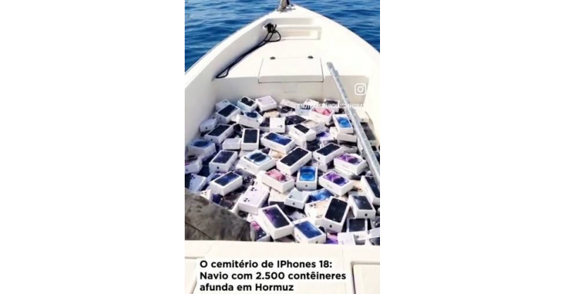 Pescadores recolhem centenas de iPhones que caíram de navio atingido por mina no Estreito de Ormuz