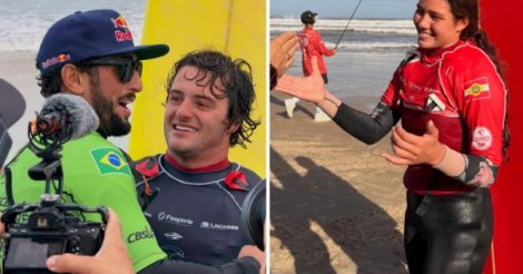 Catarina Lorenzo e Pedro Calado vencem o CBSurf Big Wave na Praia do Cardoso