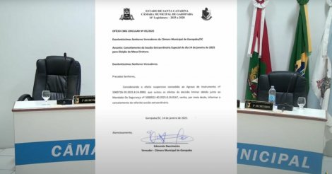 GAROPABA: Nova decisão da Justiça nesta terça-feira (14) paralisa sessão da Câmara que realizaria outra eleição da Mesa Diretora