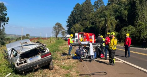 Homem morre em acidente gravíssimo na BR-282, outro é socorrido de helicóptero e rodovia é completamente interditada em SC