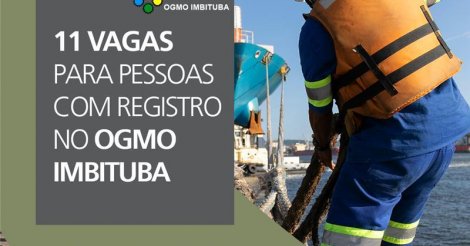 IMBITUBA / SANTOS BRASIL abre vagas no PORTO DO MUNICÍPIO