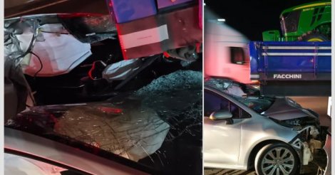 Motorista fica ferido após bater carro na traseira de caminhão na BR-101