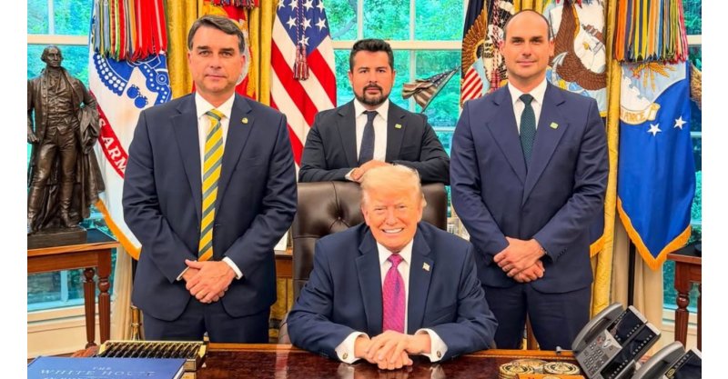 Trump não reforça Flávio Bolsonaro como ‘presidente do Brasil’, mas vê injustiça cometida: ‘Ele e sua família’